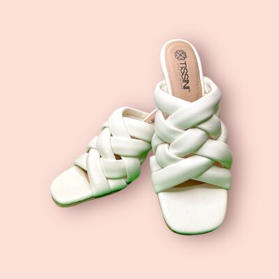 Sandalias de Tacón Trenzado Blanco para Mujer – Elegancia y Confort